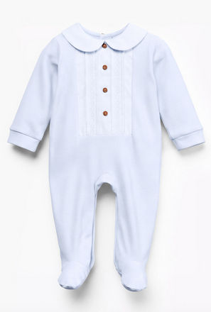 Giggles Peter Pan Collar Long Sleeves Sleepsuit with Button Closure