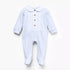 Giggles Peter Pan Collar Long Sleeves Sleepsuit with Button Closure - Blue / 12-18 mths