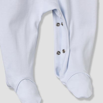 Giggles Cotton Peter Pan Collar Long Sleeves Sleepsuit with Teddy Bear Embroidery