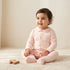 Giggles Supima Cotton Peter Pan Collar Long Sleeves Sleepsuit with Floral Embroidery - Pink / 12-18 mths