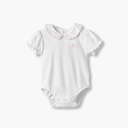Pack of 2 Giggles Cotton Peter Pan Collar Short Sleeves Bodysuit with Embroidery