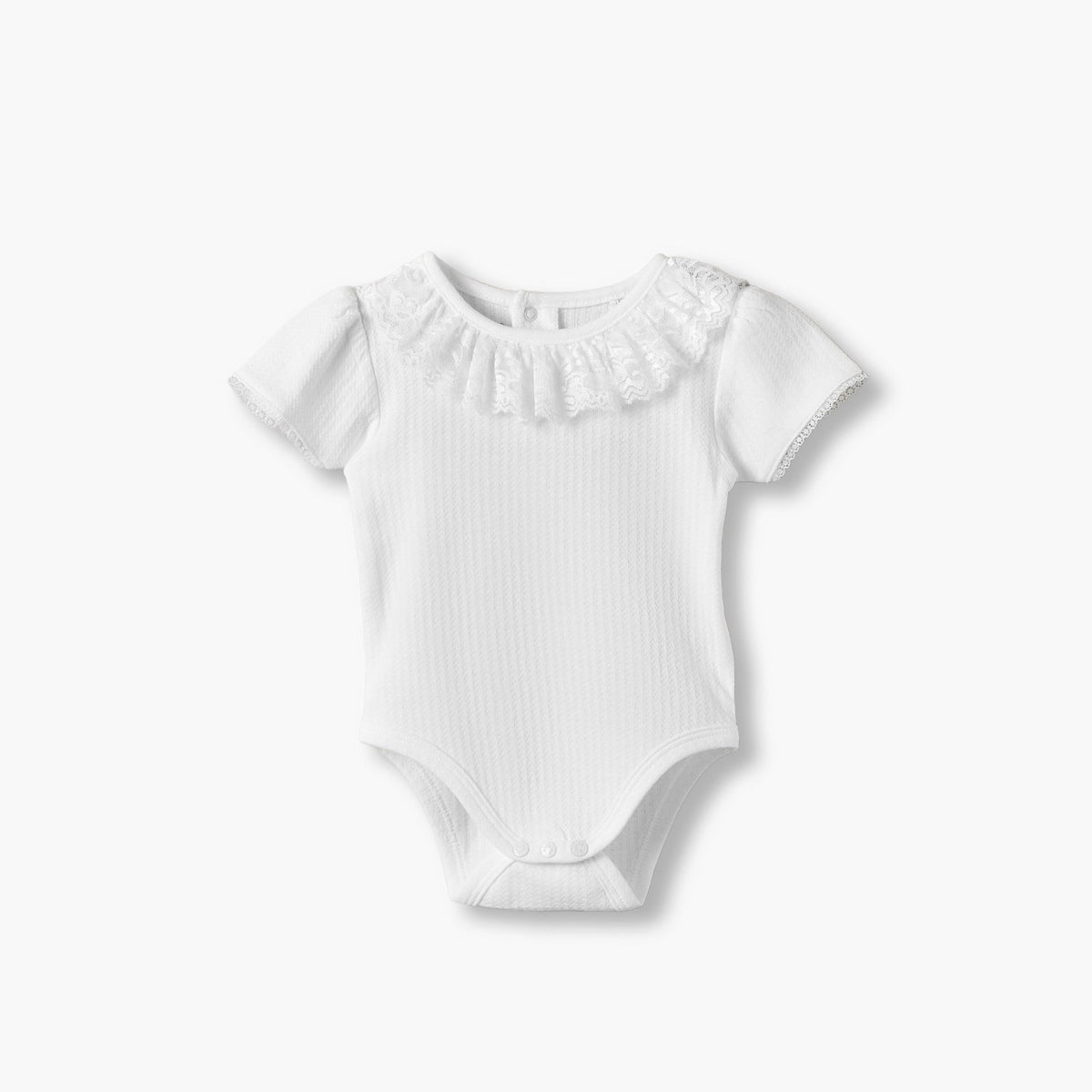 Pack of 2 Giggles Cotton Round Neck Short Sleeves Bodysuit with Lace Trim