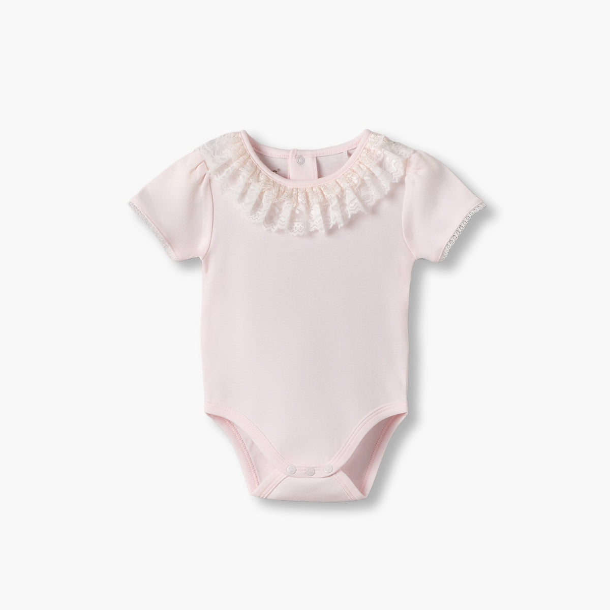 Pack of 2 Giggles Cotton Round Neck Short Sleeves Bodysuit with Lace Trim