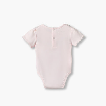 Pack of 2 Giggles Cotton Round Neck Short Sleeves Bodysuit with Lace Trim