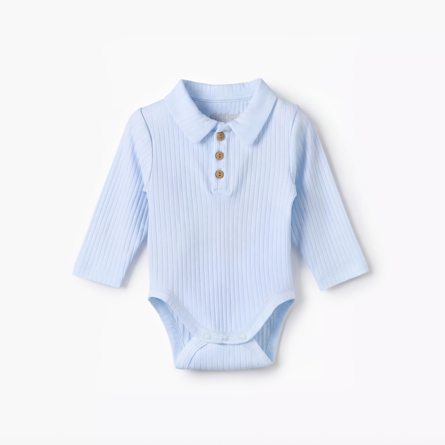 Pack of 2 Giggles Collared Long Sleeve Bodysuit with Snap Button Closure