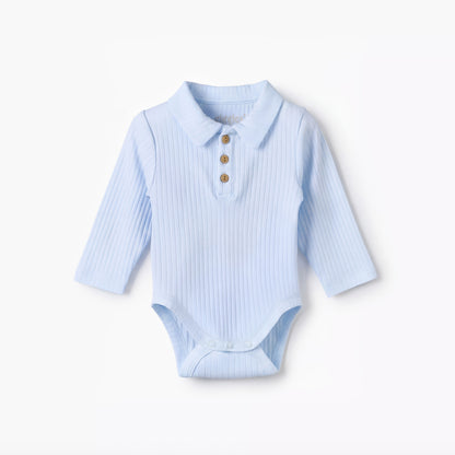 Pack of 2 Giggles Collared Long Sleeve Bodysuit with Snap Button Closure