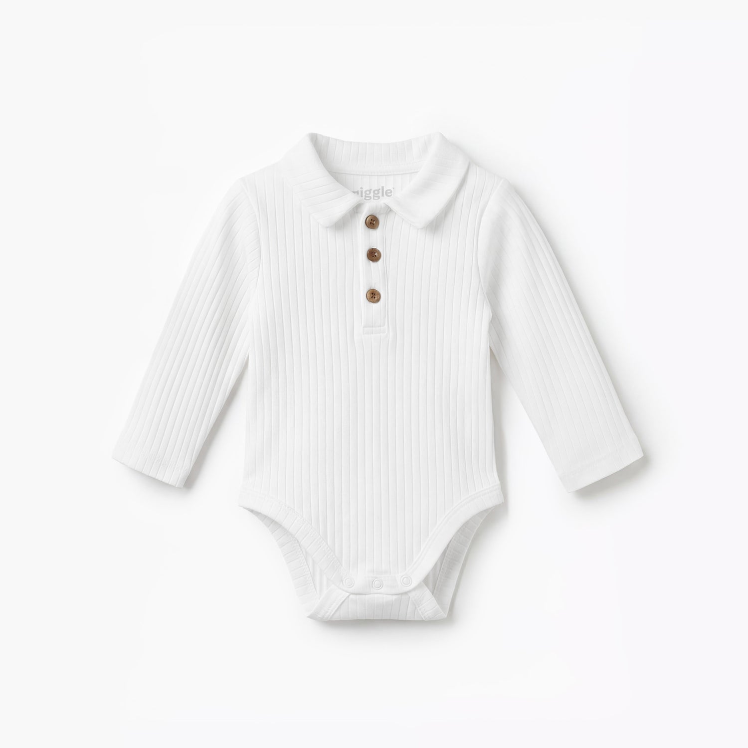 Pack of 2 Giggles Collared Long Sleeve Bodysuit with Snap Button Closure