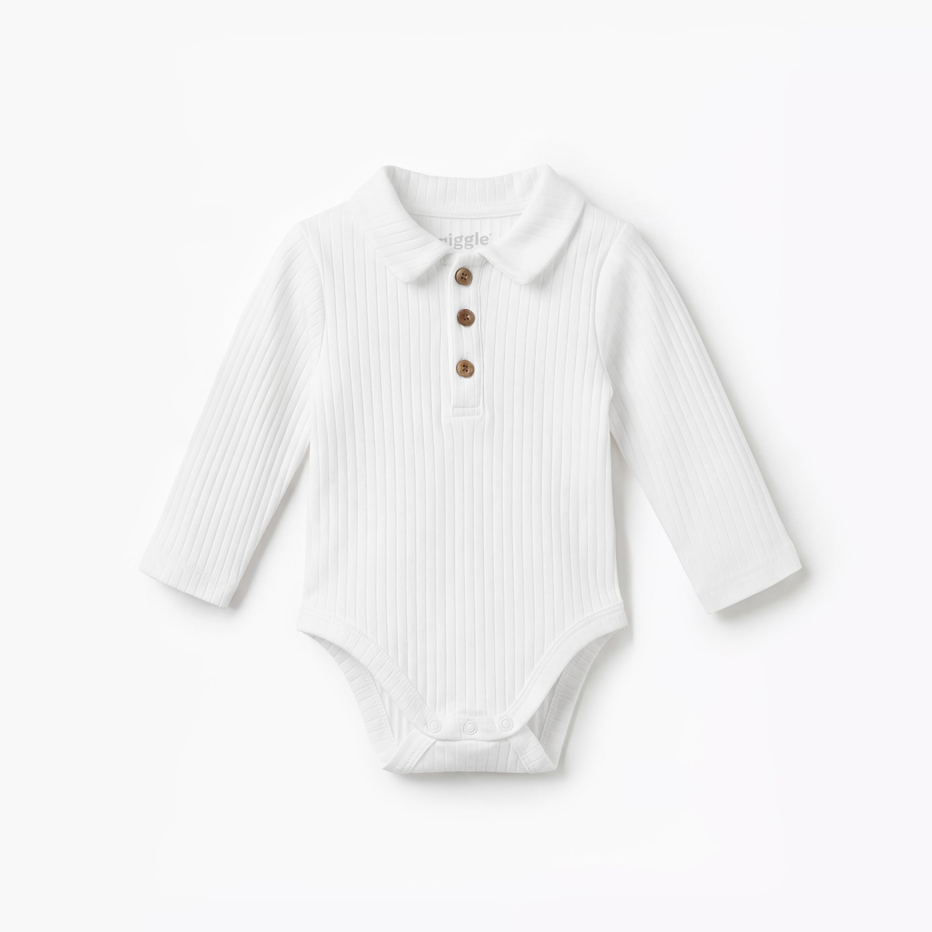 Pack of 2 Giggles Collared Long Sleeve Bodysuit with Snap Button Closure