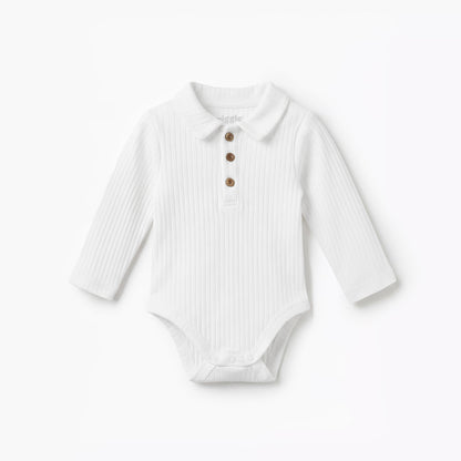Pack of 2 Giggles Collared Long Sleeve Bodysuit with Snap Button Closure