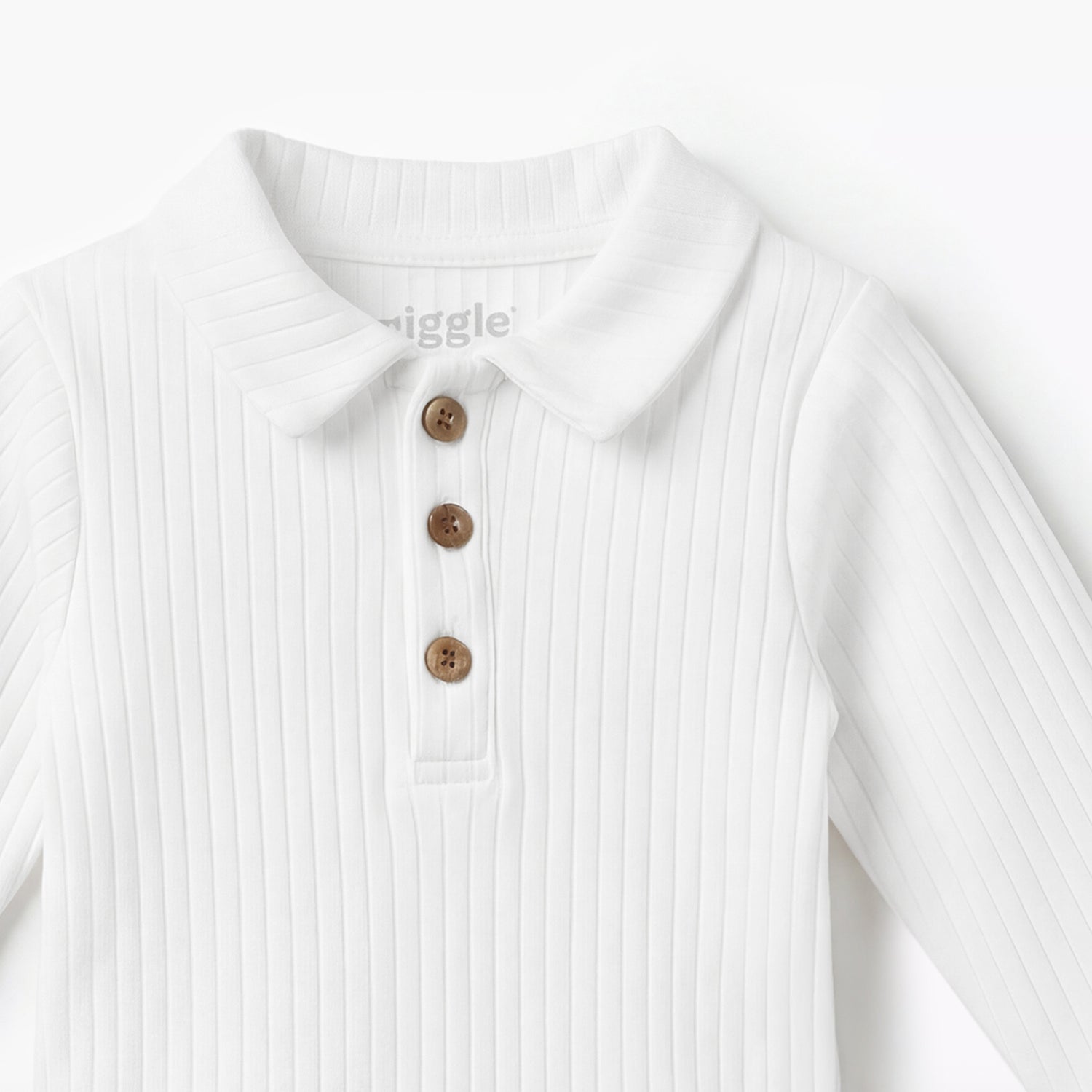 Pack of 2 Giggles Collared Long Sleeve Bodysuit with Snap Button Closure