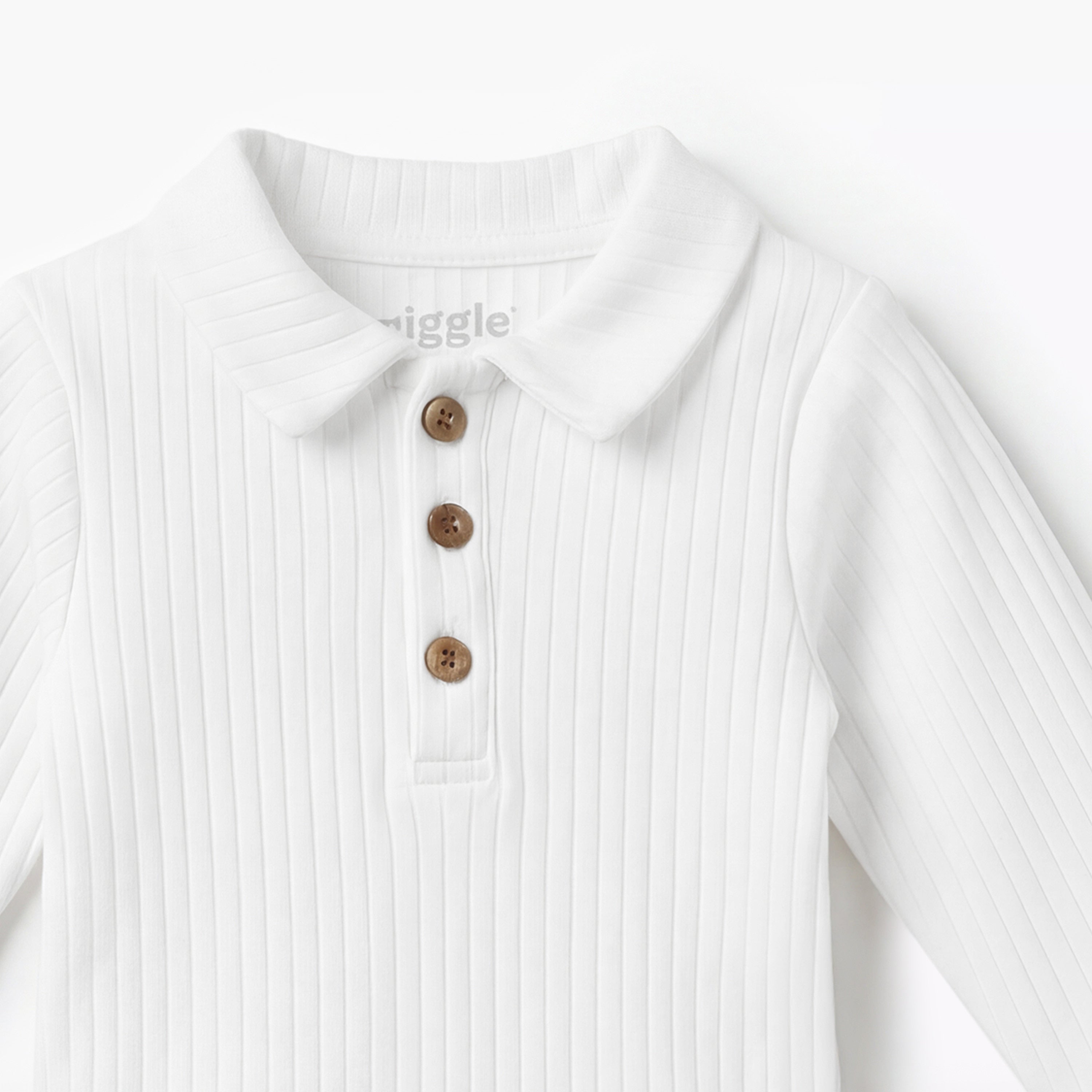 Pack of 2 Giggles Collared Long Sleeve Bodysuit with Snap Button Closure