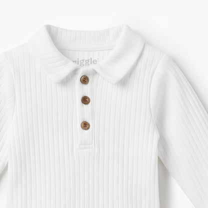 Pack of 2 Giggles Collared Long Sleeve Bodysuit with Snap Button Closure