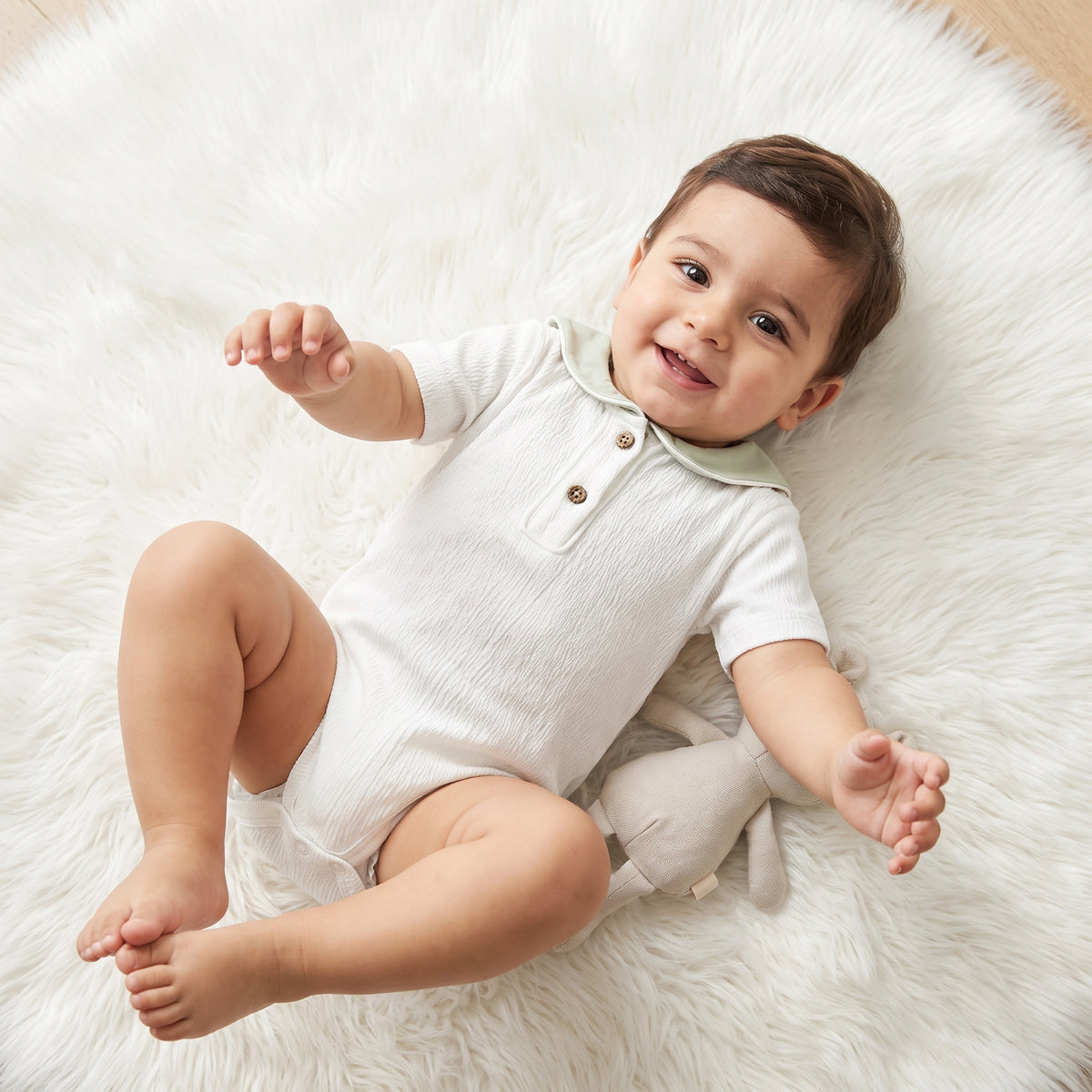 Pack of 2 Giggles Sailor Collar Short Sleeves Bodysuit with Textured Design