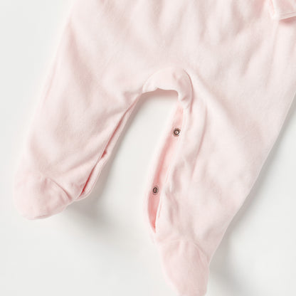 Giggles Embroidered Sleepsuit with Ruffle Collar and Smock Detail