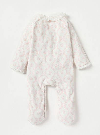 Giggles Floral Print Closed Feet Sleepsuit with Button Closure-baby-girls-clothing-nightwear-sleepsuits-image-2