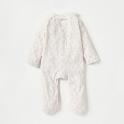Giggles Floral Print Closed Feet Sleepsuit with Button Closure