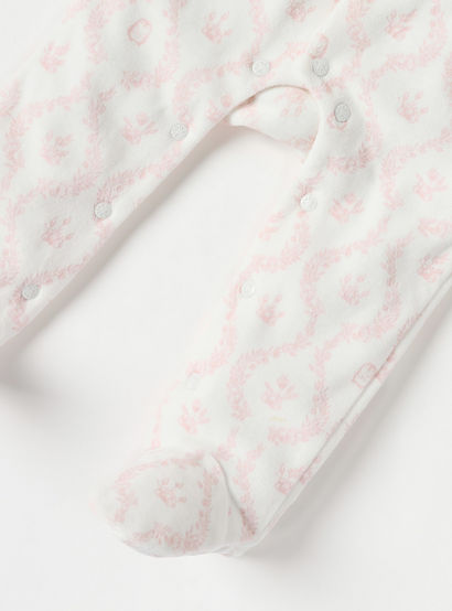 Giggles Floral Print Closed Feet Sleepsuit with Button Closure-baby-girls-clothing-nightwear-sleepsuits-image-4