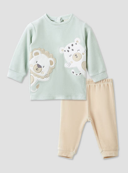 Juniors Pyjama Set with Animal Applique - Long Sleeves - Crew Neck-baby-boys-clothing-nightwear-pyjamasets-image-1