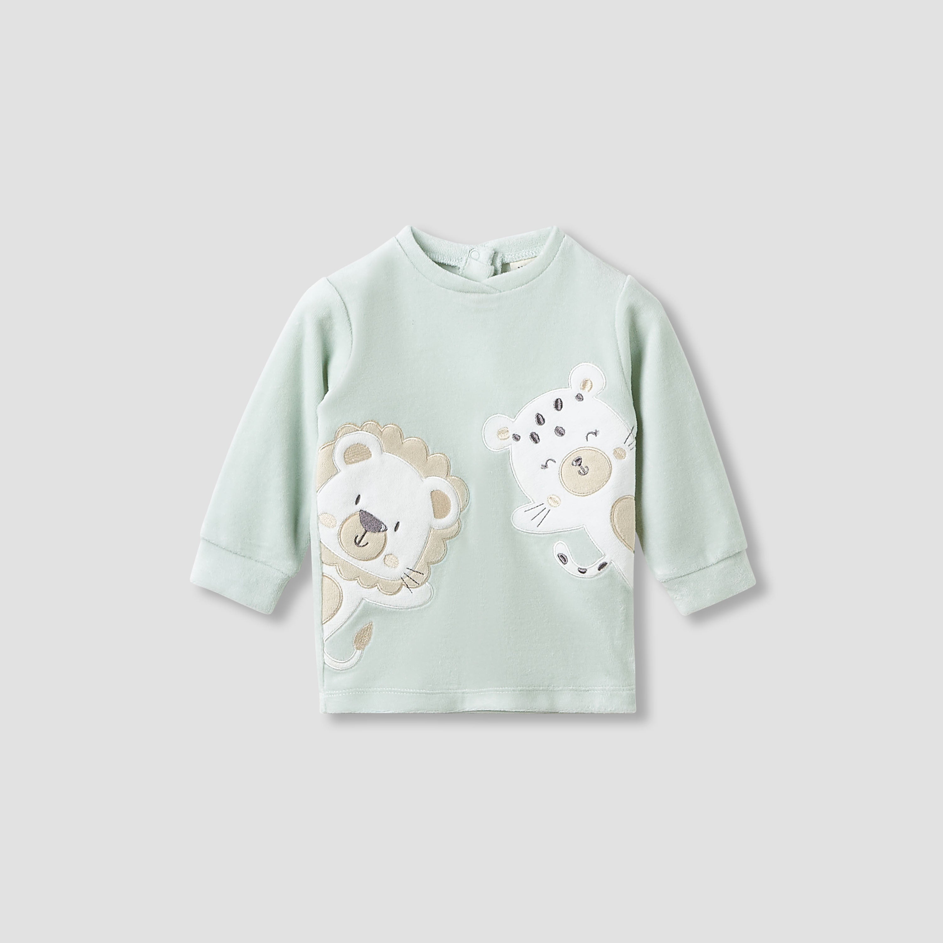 Juniors Pyjama Set with Animal Applique - Long Sleeves - Crew Neck