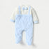 Giggles Star Textured Closed Feet Sleepsuit with Bow Detail and Button Closure - Blue / 9-12 mths