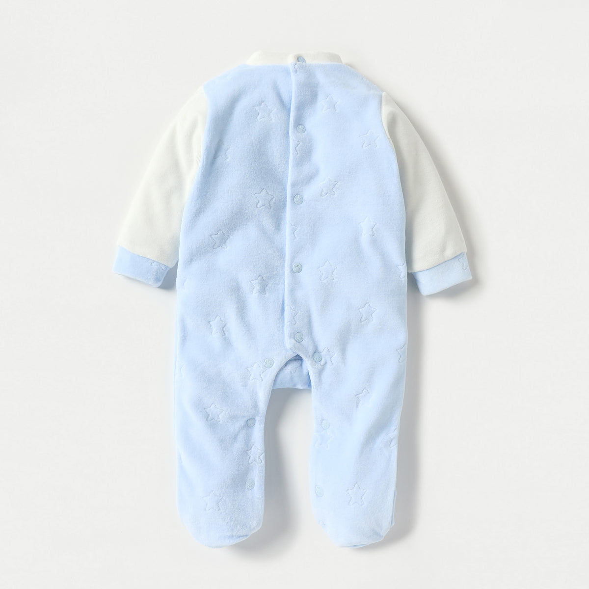 Giggles Star Textured Closed Feet Sleepsuit with Bow Detail and Button Closure