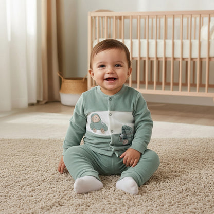 Juniors Pyjama Set with Car Applique Detail - Long Sleeves - Round Neck