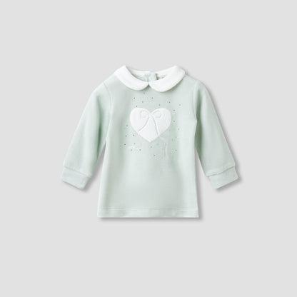 Juniors Pyjama Set with Heart Applique - Long Sleeves - Collar