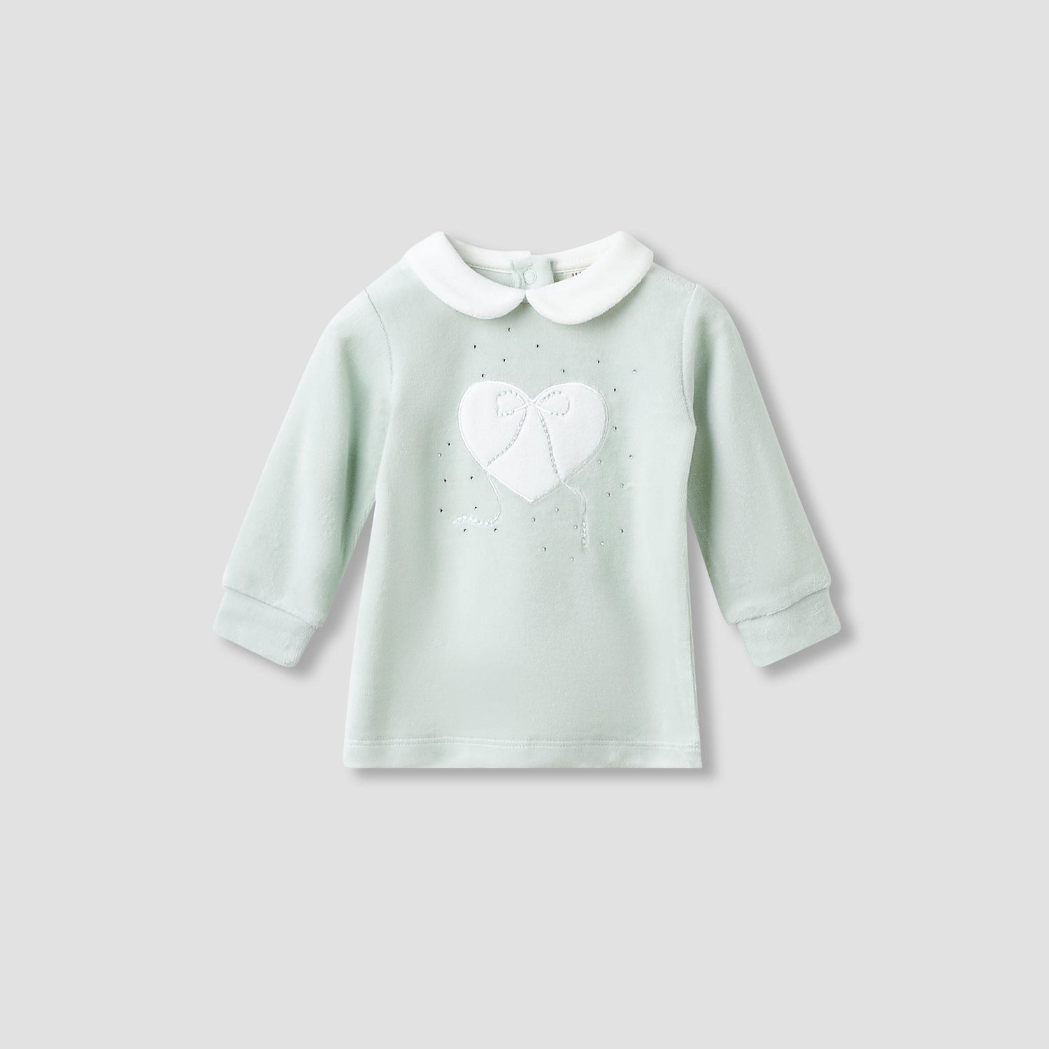 Juniors Pyjama Set with Heart Applique - Long Sleeves - Collar