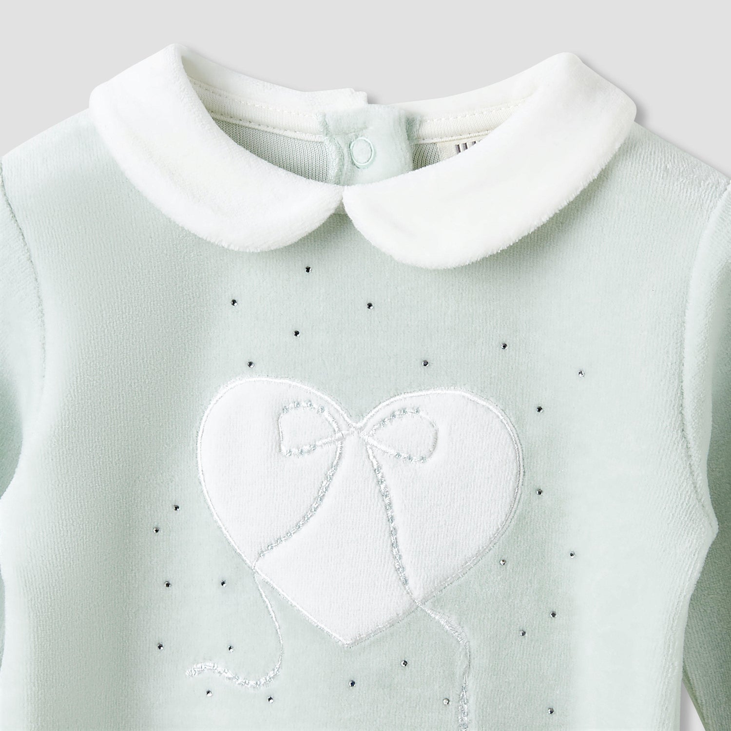 Juniors Pyjama Set with Heart Applique - Long Sleeves - Collar