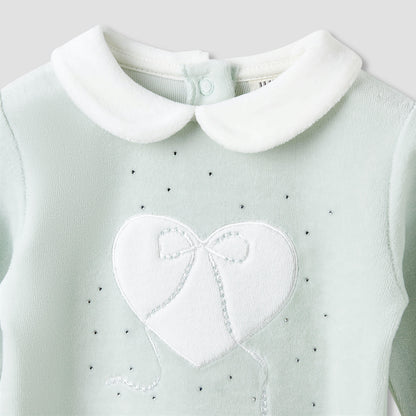 Juniors Pyjama Set with Heart Applique - Long Sleeves - Collar