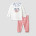 Juniors Pyjama Set with Heart Applique Detail - Long Sleeves - Collar - White / 12-18 mths