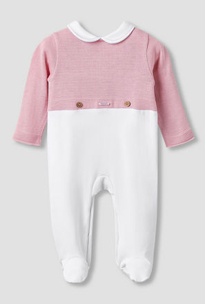 Giggles Collared Sleepsuit with Snap Button Closure - Long Sleeves