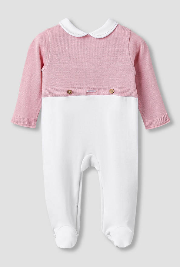 Giggles Collared Sleepsuit with Snap Button Closure - Long Sleeves