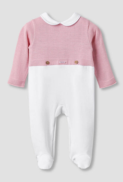 Giggles Collared Sleepsuit with Snap Button Closure - Long Sleeves