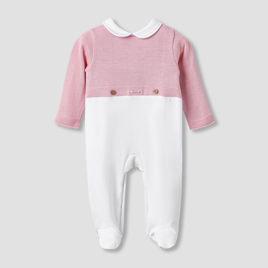 Giggles Collared Sleepsuit with Snap Button Closure - Long Sleeves - Pink / 9-12 mths