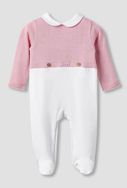Giggles Collared Sleepsuit with Snap Button Closure - Long Sleeves-undefined-image-1
