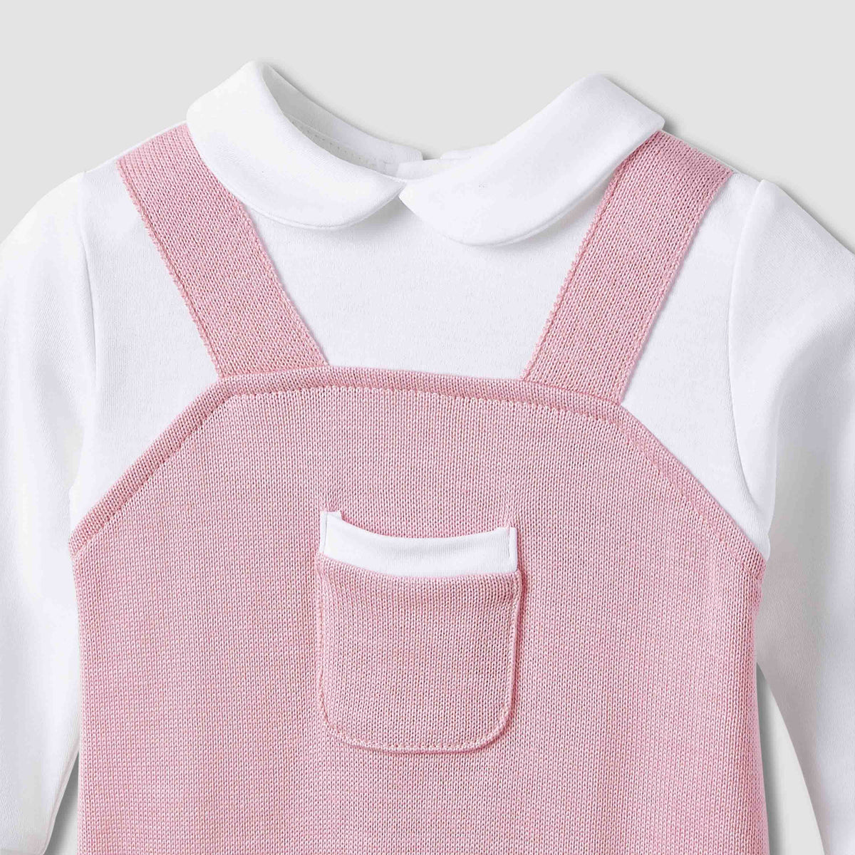 Giggles Peter Pan Collar Sleepsuit with Pocket Detail - Long Sleeves