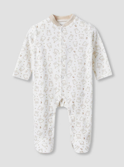 Juniors Crew Neck Sleepsuit with Bear Print - Long Sleeves-baby-boys-clothing-nightwear-sleepsuits-image-1