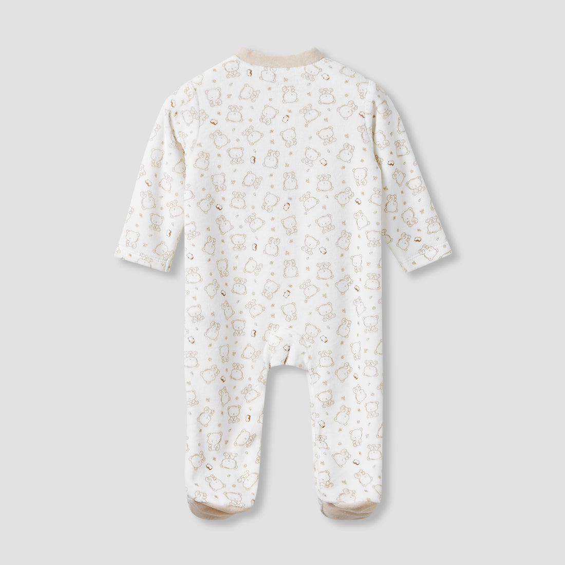 Juniors Crew Neck Sleepsuit with Bear Print - Long Sleeves