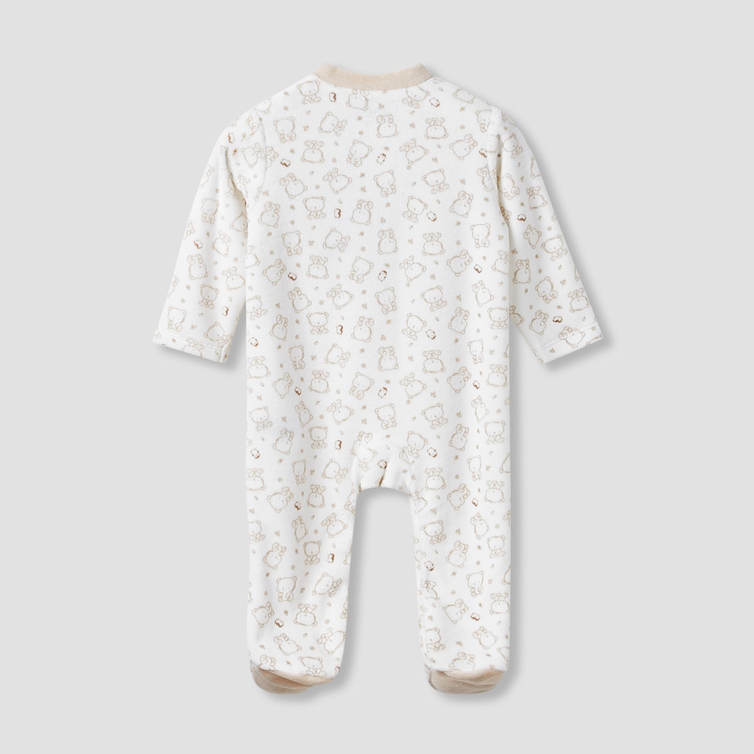 Juniors Crew Neck Sleepsuit with Bear Print - Long Sleeves