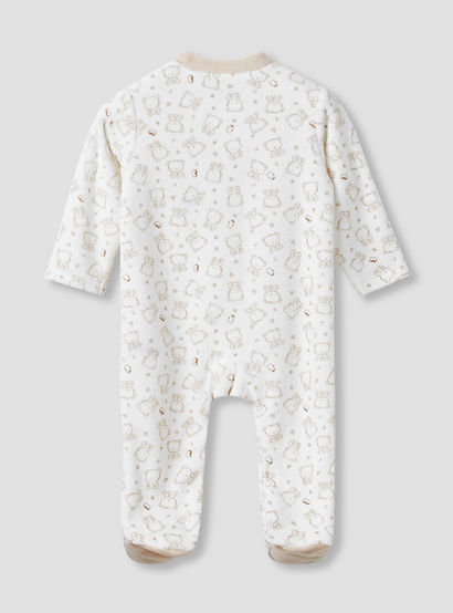 Juniors Crew Neck Sleepsuit with Bear Print - Long Sleeves-baby-boys-clothing-nightwear-sleepsuits-image-2