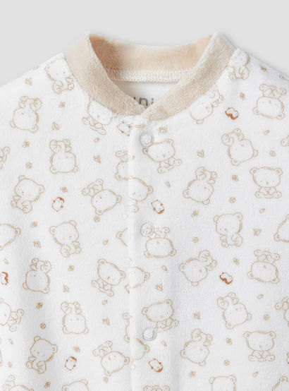 Juniors Crew Neck Sleepsuit with Bear Print - Long Sleeves-baby-boys-clothing-nightwear-sleepsuits-image-3