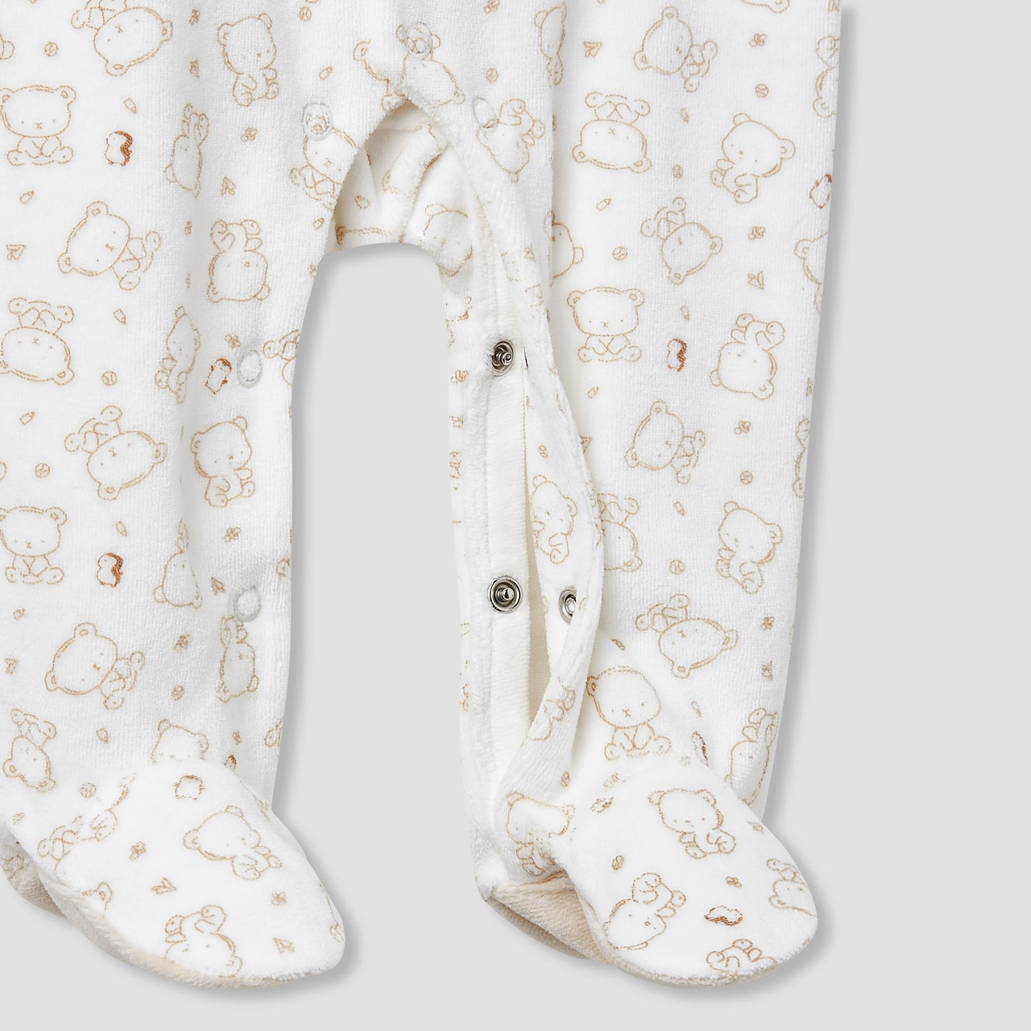 Juniors Crew Neck Sleepsuit with Bear Print - Long Sleeves