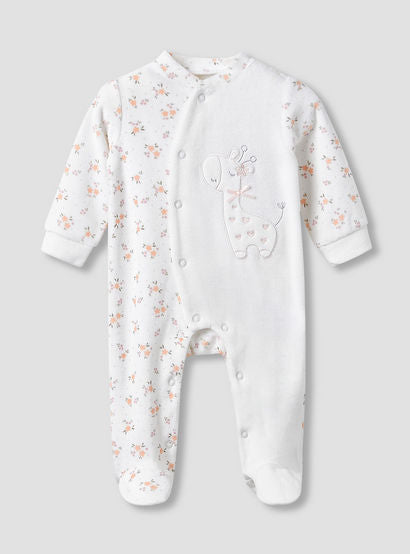 Juniors Crew Neck Sleepsuit with Giraffe Applique - Long Sleeves-baby-girls-clothing-nightwear-sleepsuits-image-1