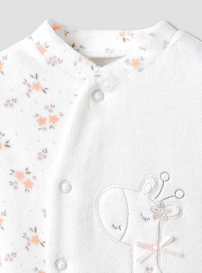 Juniors Crew Neck Sleepsuit with Giraffe Applique - Long Sleeves-baby-girls-clothing-nightwear-sleepsuits-image-3