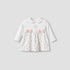 Juniors Girls A-line Dress with Floral Print - Long Sleeves - Peter Pan Collar - White / 9-12 mths