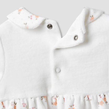 Juniors Girls A-line Dress with Floral Print - Long Sleeves - Peter Pan Collar