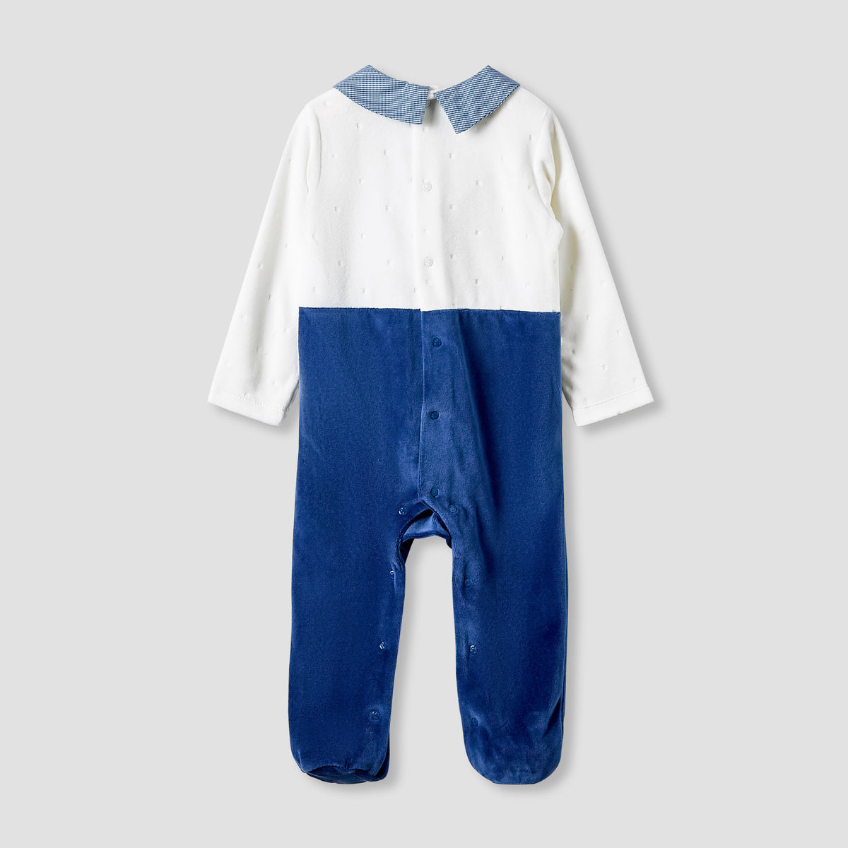 Giggles Collared Sleepsuit with Embroidered Detail - Long Sleeves