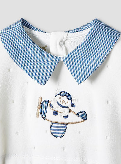 Giggles Collared Sleepsuit with Embroidered Detail - Long Sleeves-baby-boys-clothing-nightwear-sleepsuits-image-3
