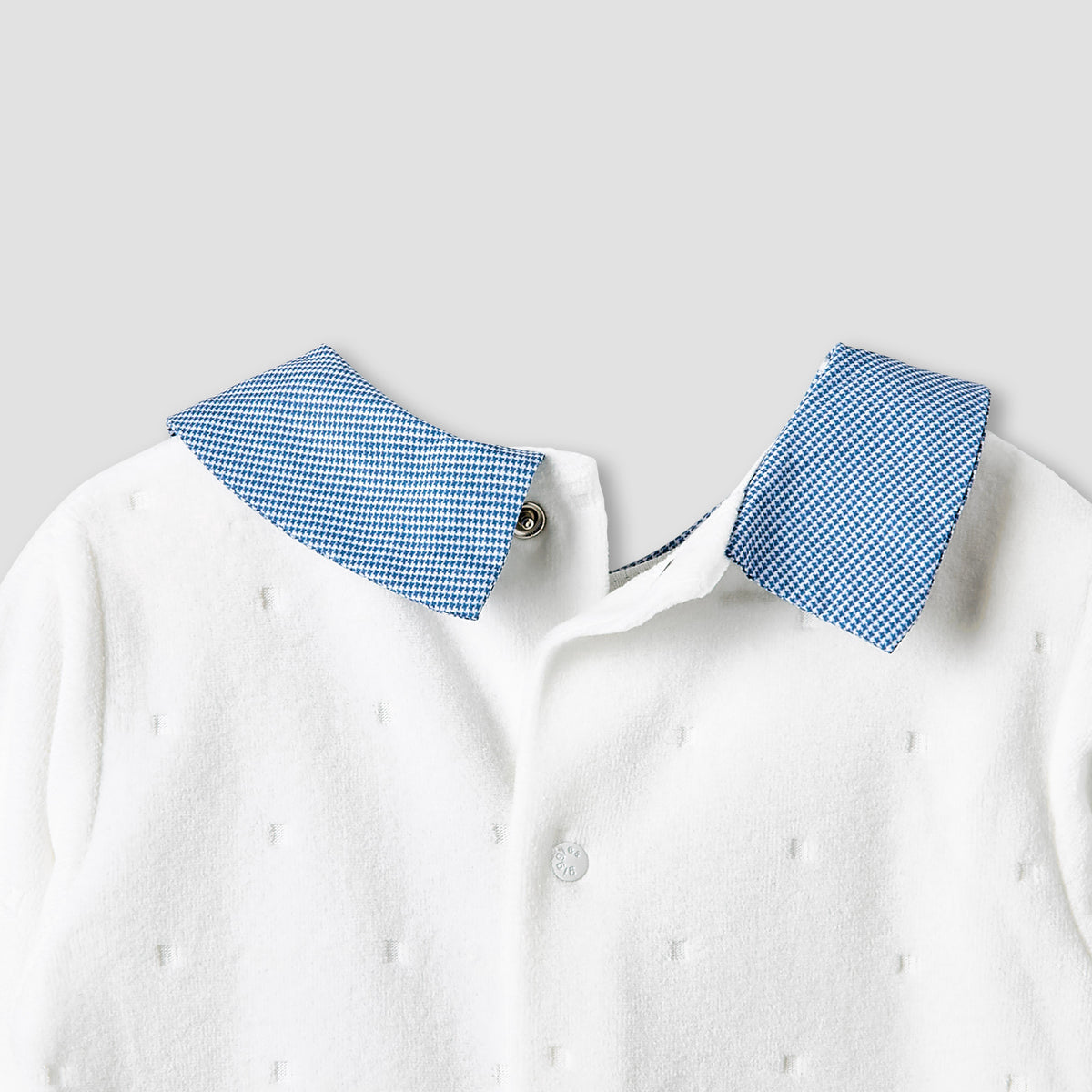Giggles Collared Sleepsuit with Embroidered Detail - Long Sleeves